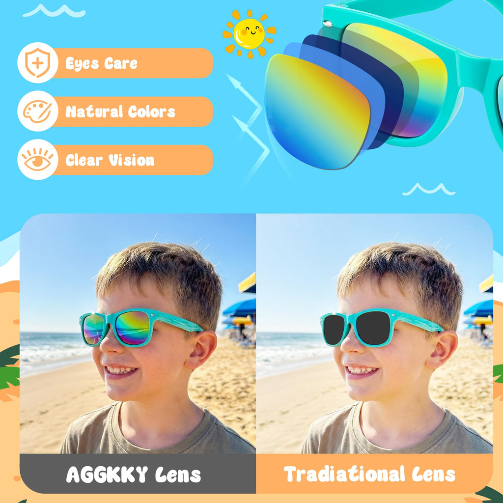 Kids Sunglasses Bulk, Kids Sunglasses Party Favors for Age 3-8, UV400 Protection Neon Kids Sunglasses Bulk for Boys Girls (12Pack-heart sunglasses)