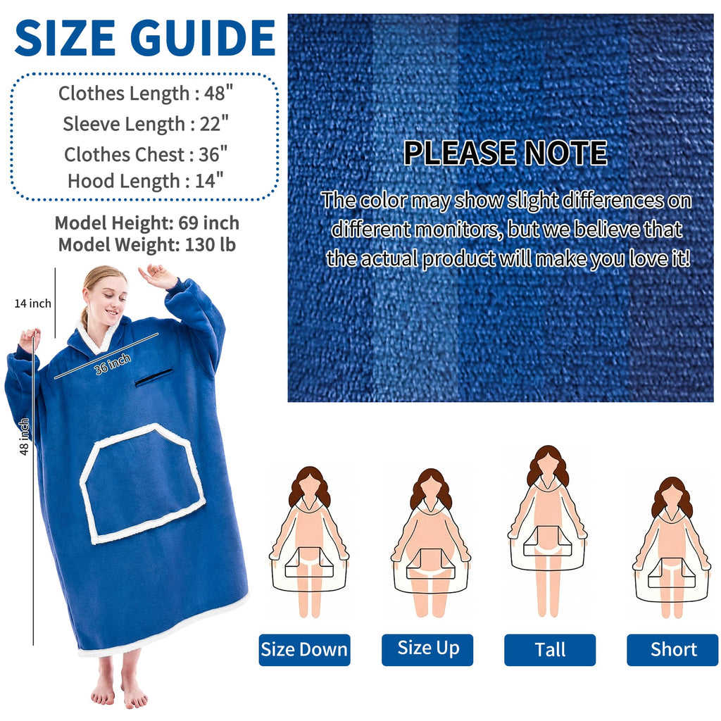 IFNOW Wearable Blanket Hoodie, Oversized Sherpa Fleece Hooded Sweatshirt with Eye Mask, Cozy and Giant Blanket Hoodie with Sleeves Extra Long for Adults Men Women, Black