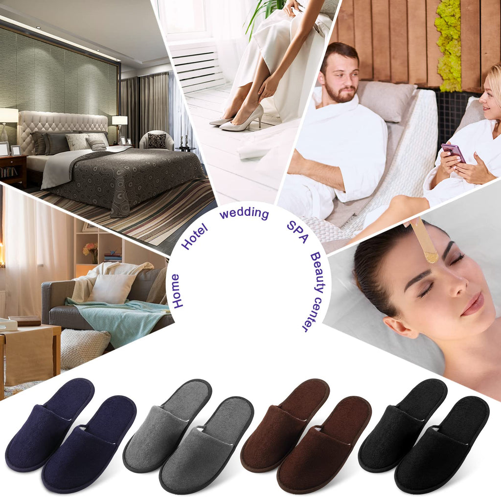 Geyoga 24 Pairs Disposable Slippers for Guests Bulk 2 Size Cotton Soft Spa Hotel House Slippers for Women Men Wedding Party Shoeless Home Indoor Travel