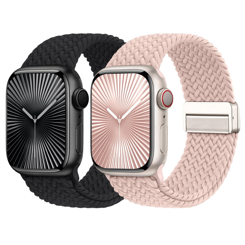 Braided Stretchy Bands with Magnetic Clasp Compatible for Apple Watch Band 38mm 40mm 41mm 42mm 44mm 45mm 46mm 49mm Women Men, Nylon Sport Solo Loop for iWatch Series 11 10 9 8 7 6 5 4 3 Ultra 3 2 1 SE