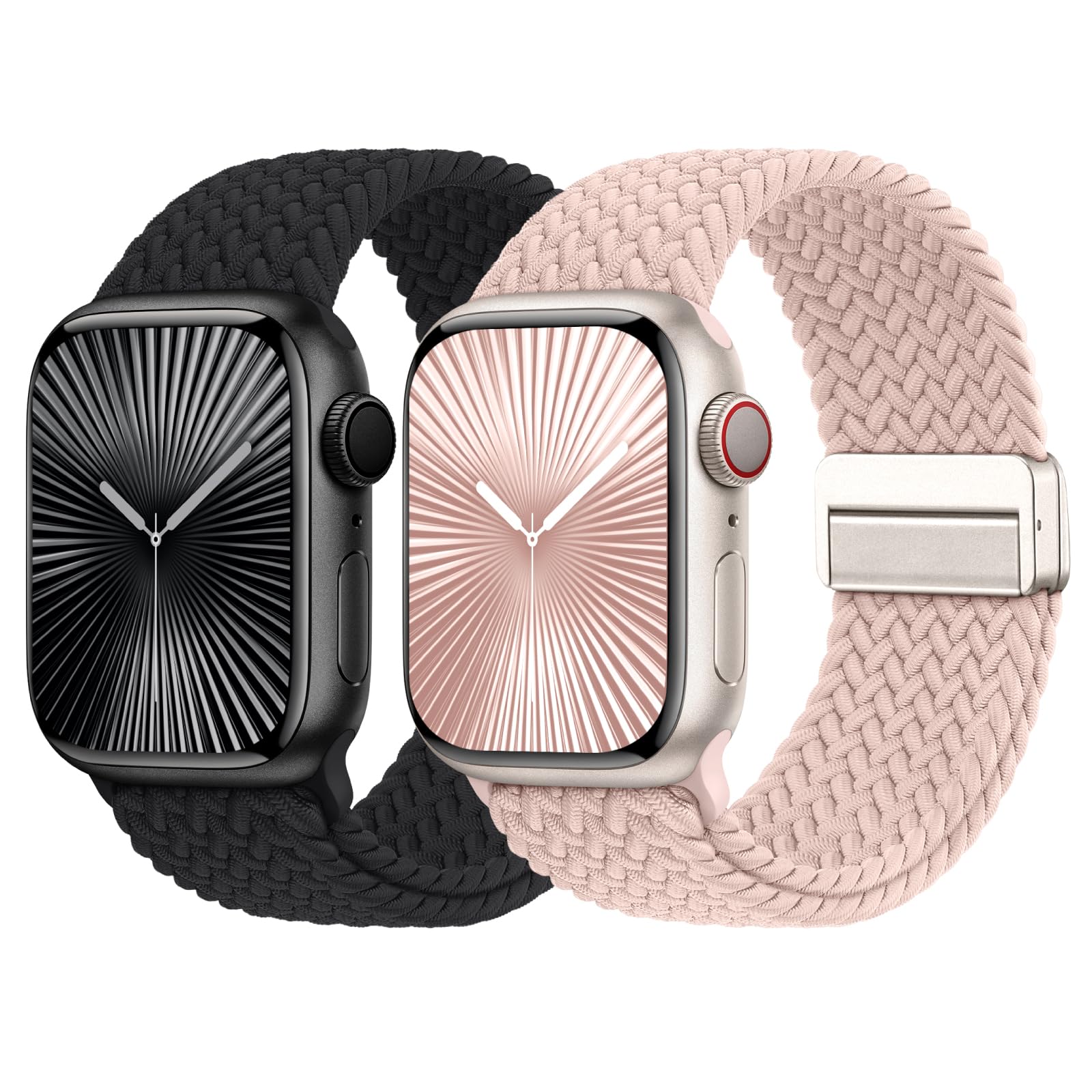 Braided Stretchy Bands with Magnetic Clasp Compatible for Apple Watch Band 38mm 40mm 41mm 42mm 44mm 45mm 46mm 49mm Women Men, Nylon Sport Solo Loop for iWatch Series 11 10 9 8 7 6 5 4 3 Ultra 3 2 1 SE