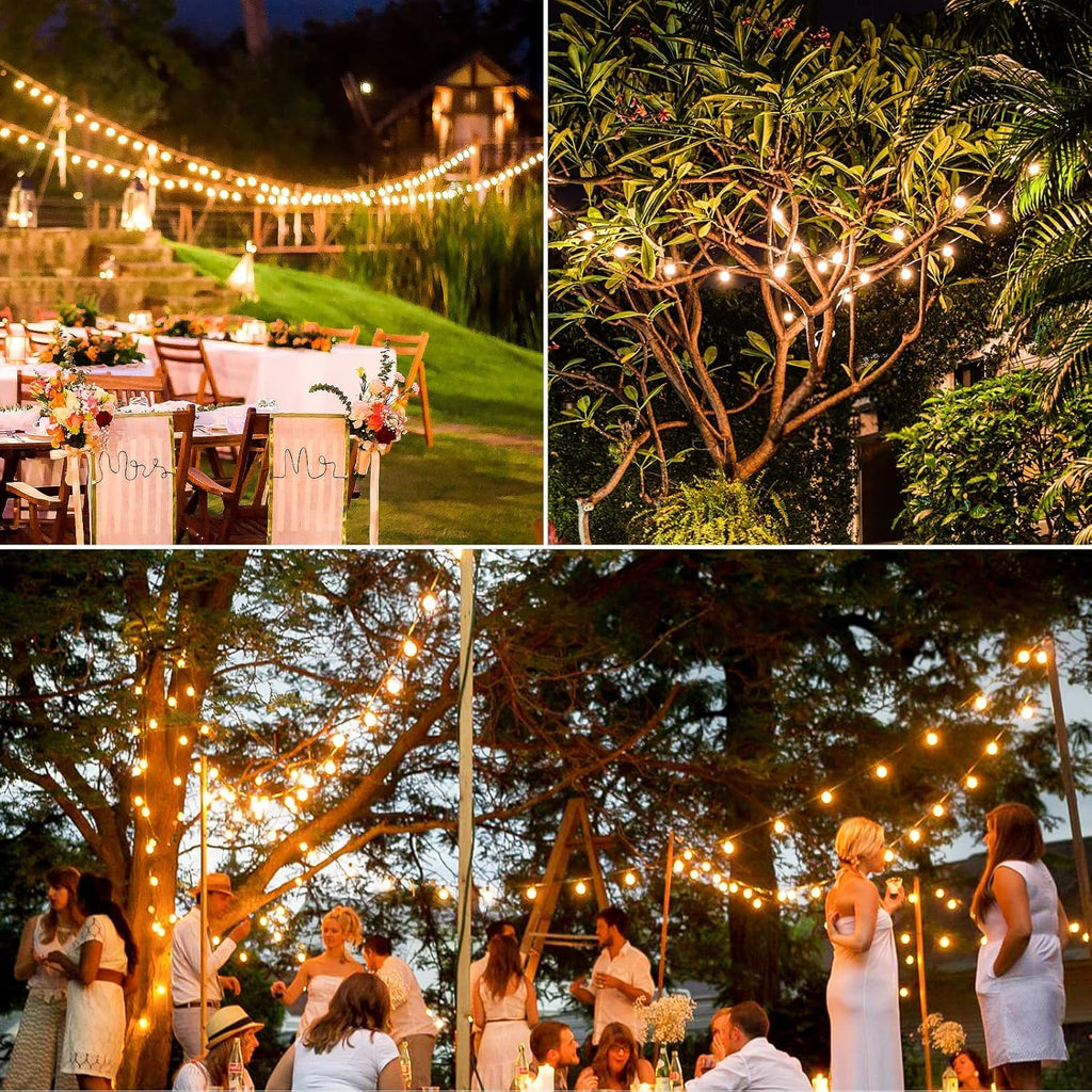 Lakumu 34FT G40 Solar String Lights, Globe Outdoor String Lights with 15 E12 Waterproof LED Bulbs, 2700K Shatterproof Patio Lights, Solar Powered Hanging Lights