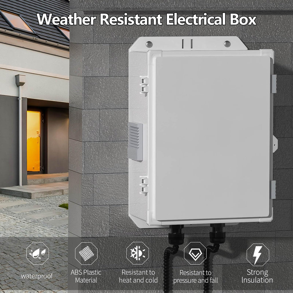 Namunanee Outdoor Electrical Junction Box, ABS Water Resistant Enclosure with Internal Mounting Panel & Hinged Cover, 9.2" H* 7" L* 4.6" W