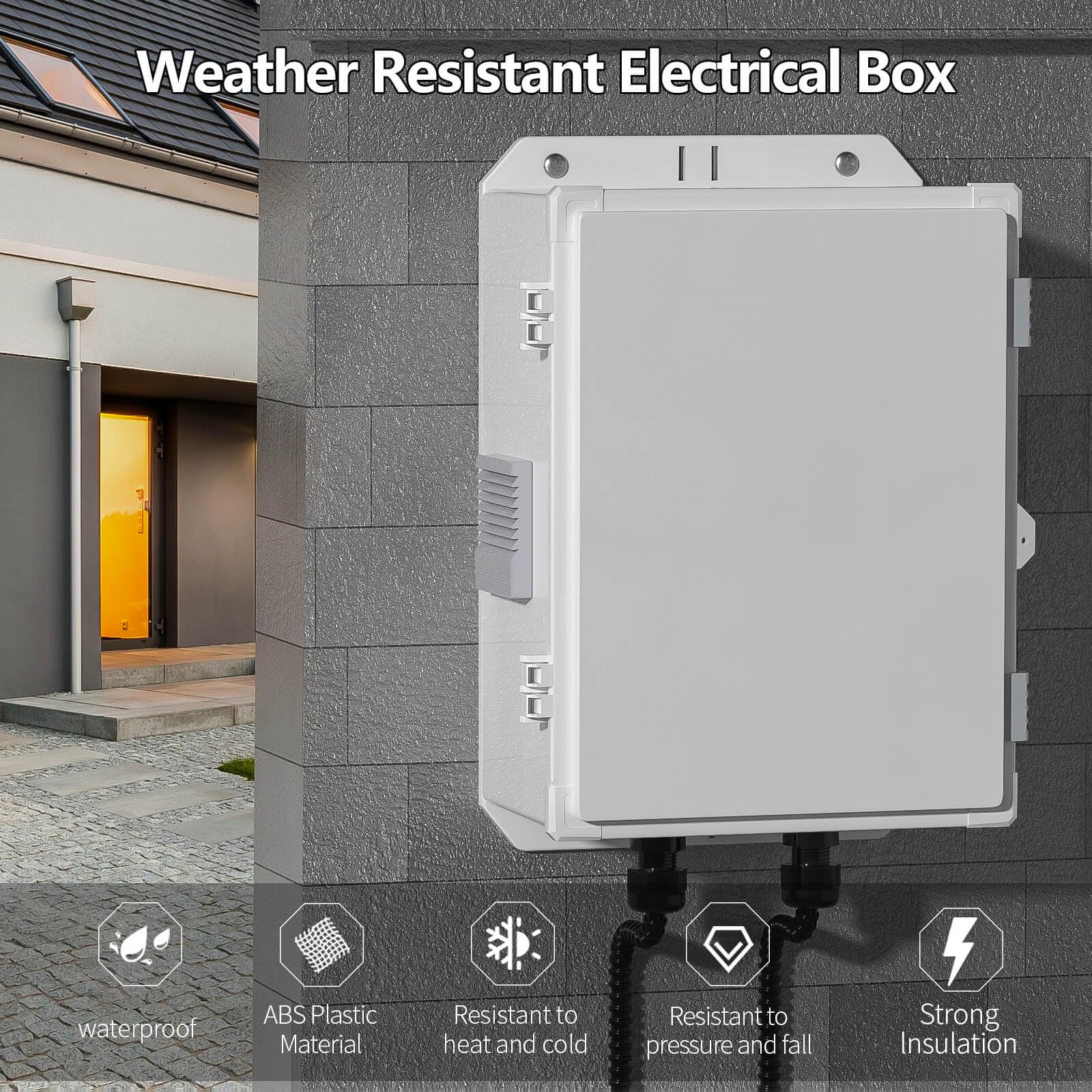 Namunanee Outdoor Electrical Junction Box, ABS Water Resistant Enclosure with Internal Mounting Panel & Hinged Cover, 9.2" H* 7" L* 4.6" W