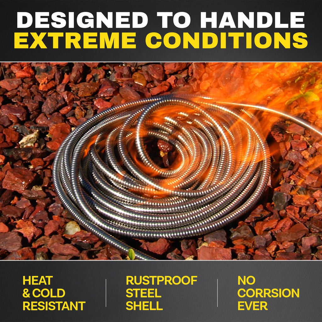 BIONIC STEEL 3Ft Short Garden Hose, 3 Ft x 5/8 In. Connector Hose for Reel, Leak Proof Connection, Heavy Duty, Non Kinking, Flexible, Hose Extension