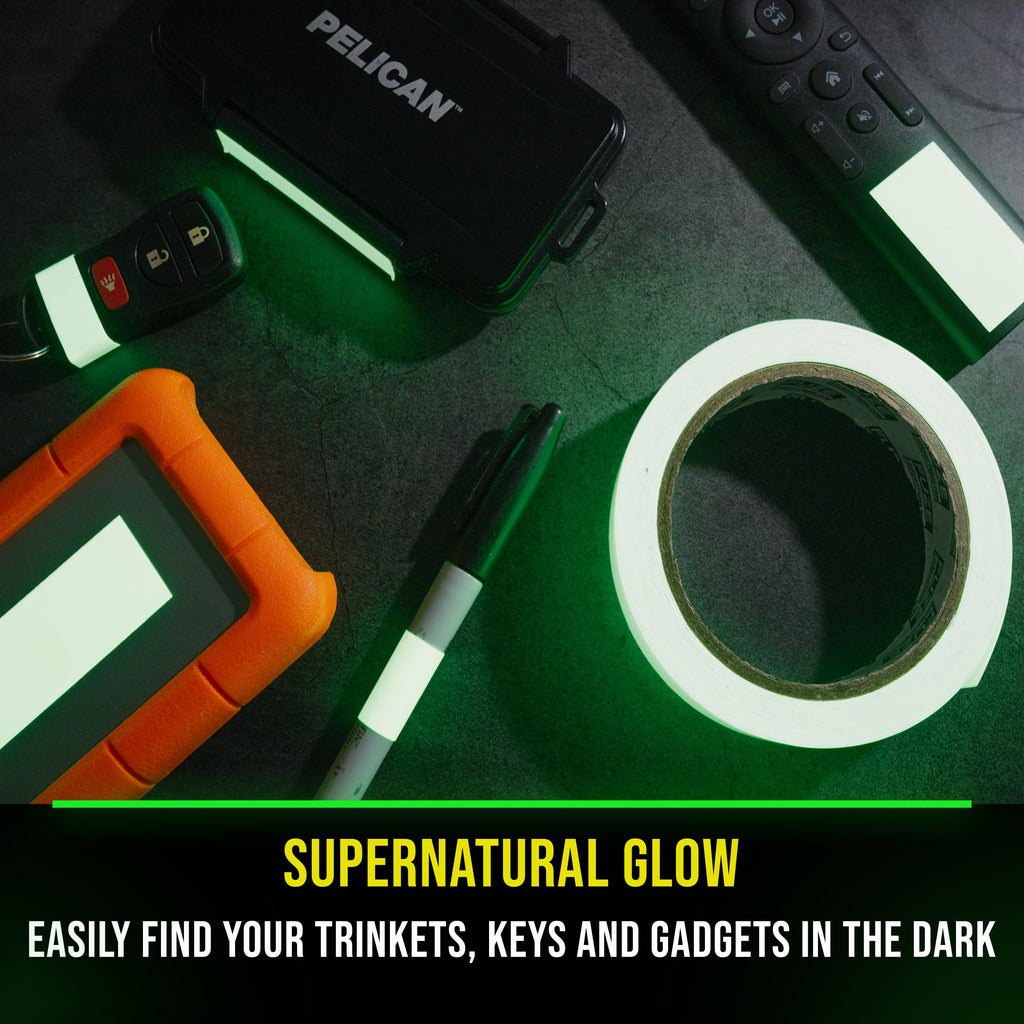 Lockport Glow in The Dark Tape - 2 Pack - 30 Ft x 1 in - Bright - Rechargeable - Reflective - Halloween Decoration, Christmas Decor, Night Decorations, Safety and Home Marking, Stairs, Exit Sign