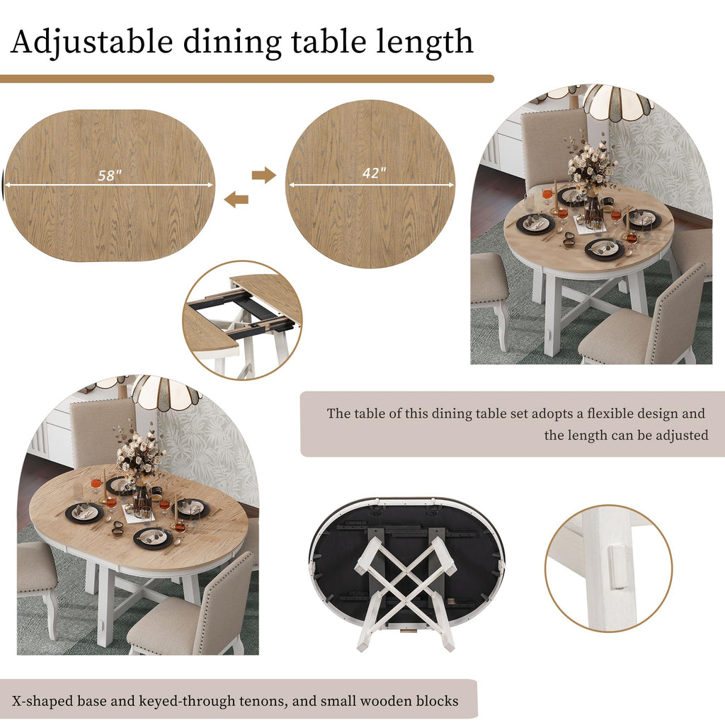 LUMISOL Round Dining Table for 4-6 People, 41"-57" Extendable Kitchen Table with 16" Removable Leaf for Small Places, Kitchen, Dining Room, Espresso