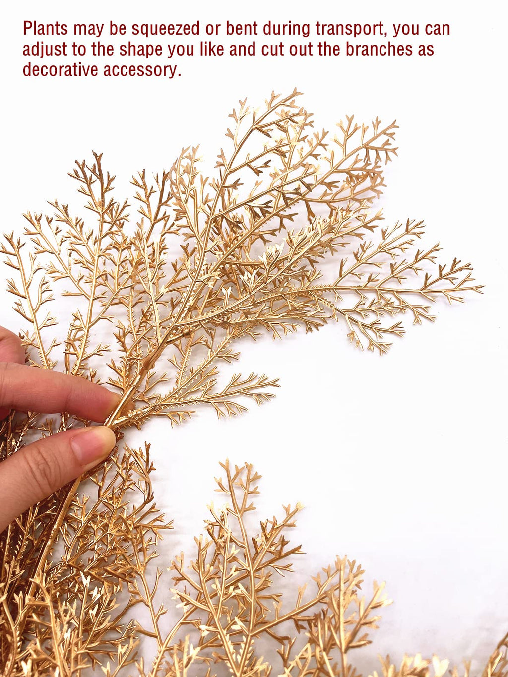 Christmas Decor Artificial Plants, PASYOU Gold Fake Antlers Plastic Grass Shrubs Leaves Indoor Outdoor Home Garden Party Hotel Verandah Wedding Event Faux DIY Decoration - 30 Inch Golden 2 Bunches