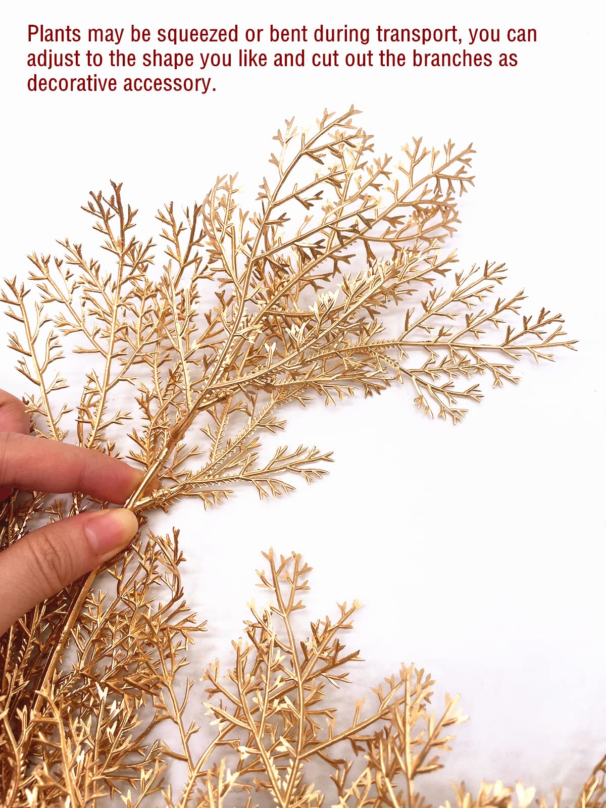 Christmas Decor Artificial Plants, PASYOU Gold Fake Antlers Plastic Grass Shrubs Leaves Indoor Outdoor Home Garden Party Hotel Verandah Wedding Event Faux DIY Decoration - 30 Inch Golden 2 Bunches