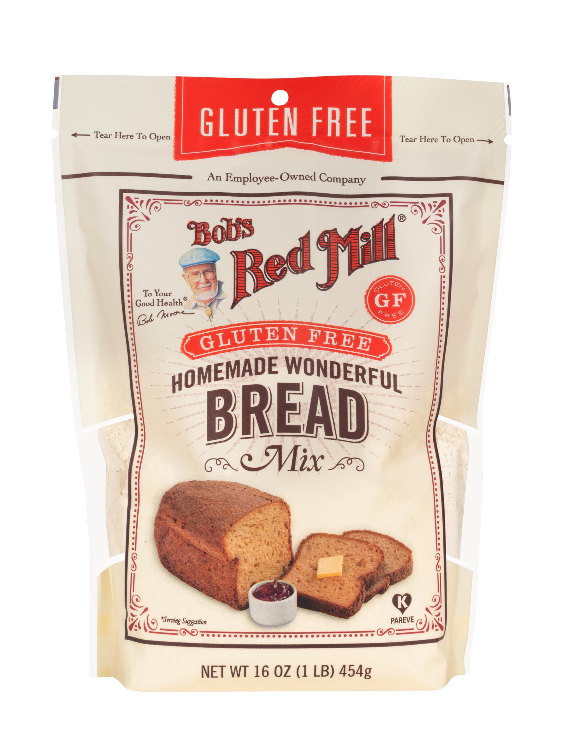 Bob's Red Mill Gluten Free Homemade Wonderful Bread Mix, 16oz (Pack of 1) - Gluten Free, Kosher
