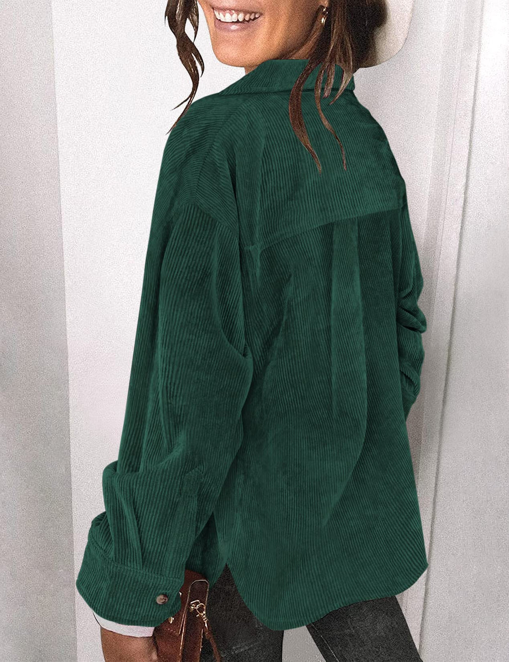 Saslax Women's Corduroy Shirt Shacket Jacket