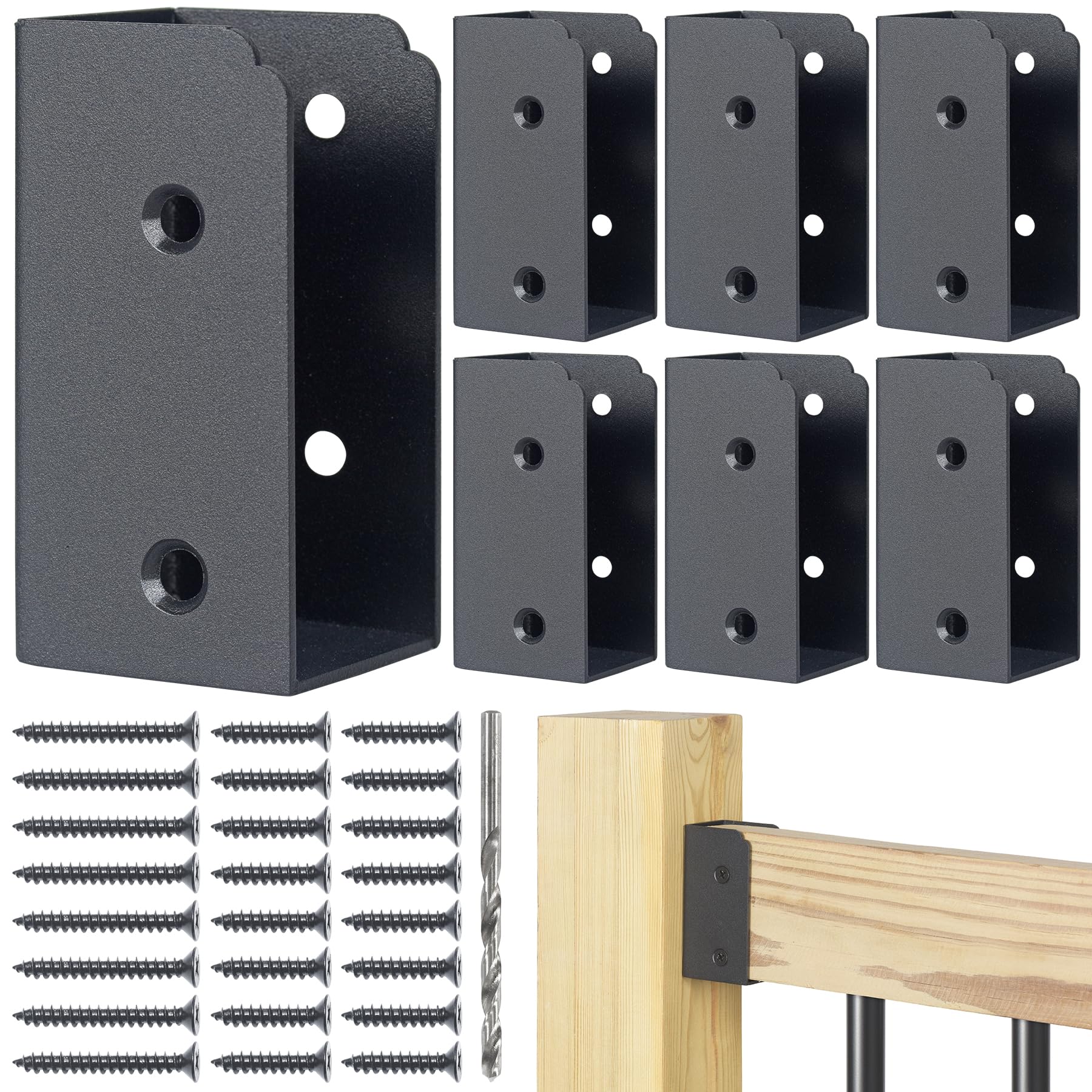 AECXM 201 Stainless Steel 2" x 4" (1 ½" x 3 ½" Actual) Deck Railing 27.5° Stair Connectors, for Deck Railing Stair Handrail Connection Installation Deck Railing Bracket (4 Pair-Black)