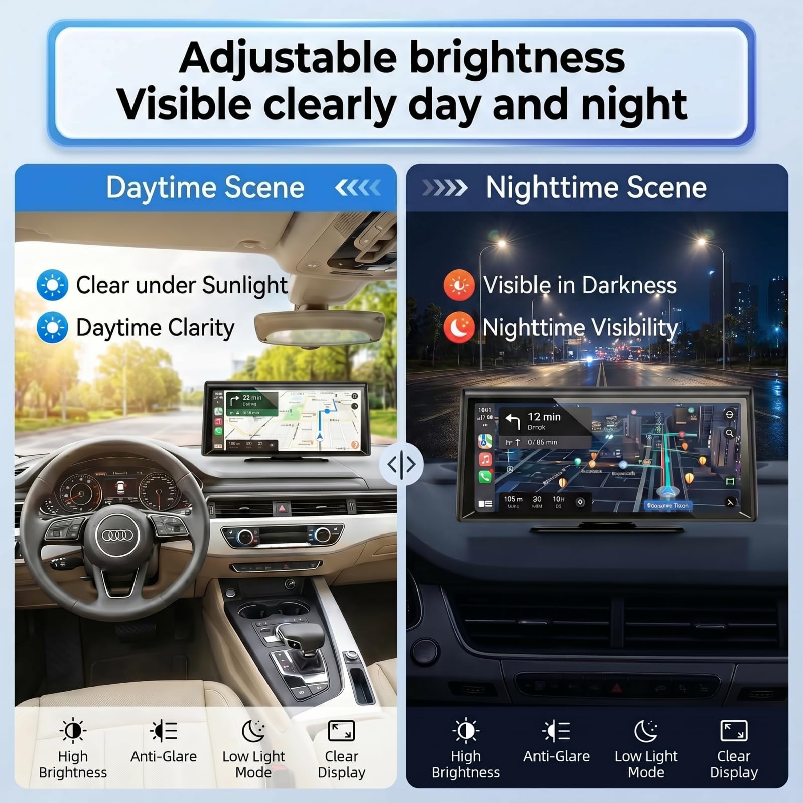 8.1" Wireless CarPlay Screen with 2K Dash Cam & 1080P Backup Camera | Wireless CarPlay/Android Auto,Voice Control, Split Display, GPS & Mirror Link, Easy Plug-and-Play Install