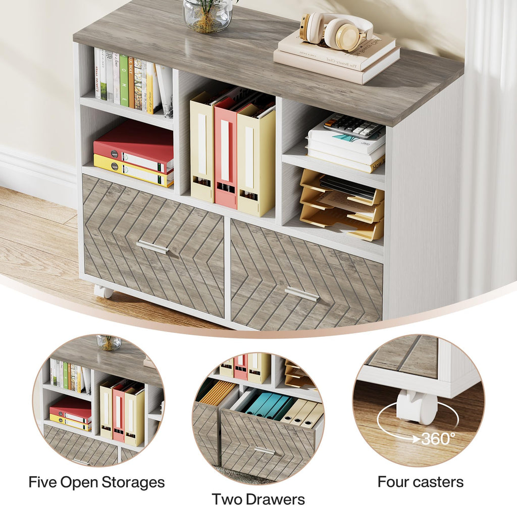Tribesigns L-Shaped Executive Desk with Reversible File Cabinet, 63" Office Desk with Storage Drawers, L-Shaped Computer Desk with Drawer Cabinet for Hanging Letter Size Files (Gray & Black)