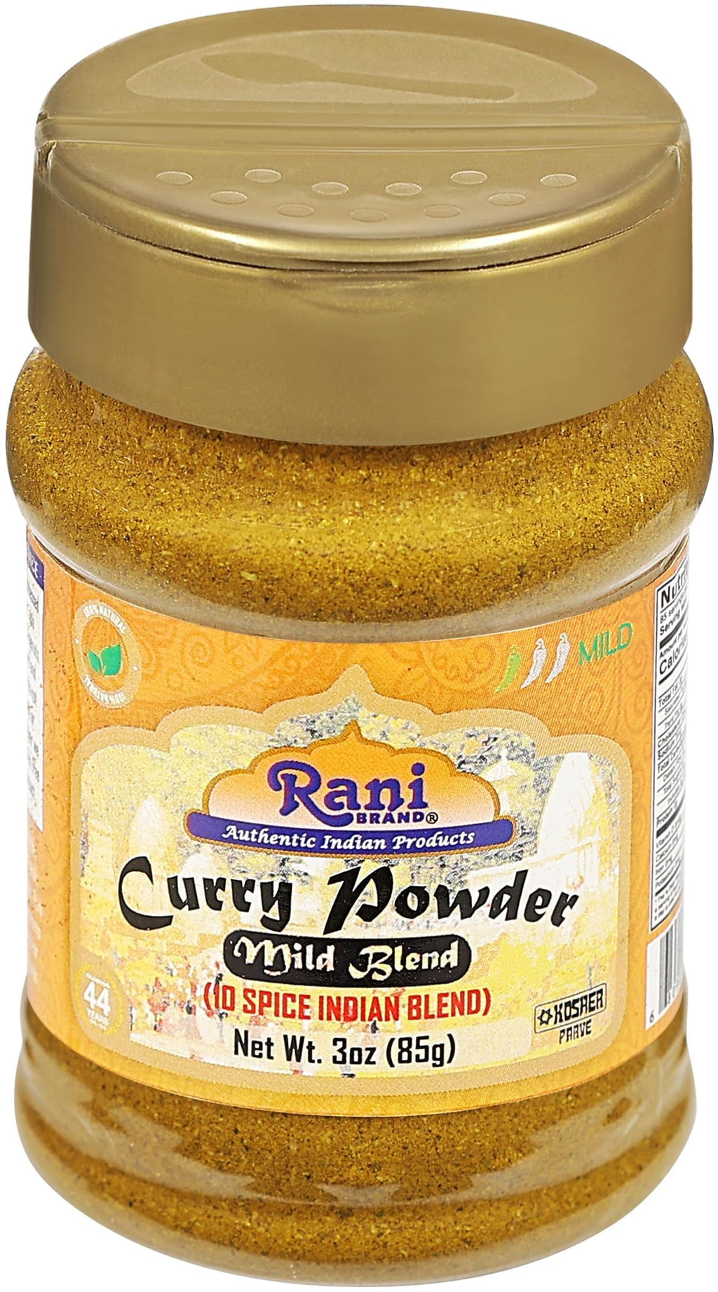 Rani Curry Powder Mild (10-Spice Authentic Indian Blend) 3oz (85g) PET Jar ~ All Natural | Salt-Free | NO Chili or Peppers | Vegan | No Colors | Gluten Friendly | NON-GMO | Kosher | Indian Origin