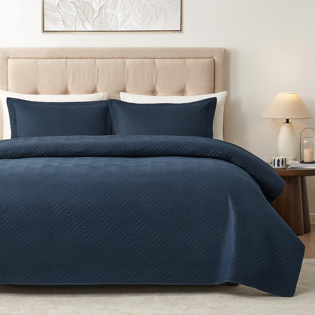 Hansleep Black Quilt Twin Size - Damask Ultrasonic All Season Bedspread Twin, Soft Lightweight Coverlet Bedding Set, 2 Pieces (1 Quilt, 1 Pillow Sham)