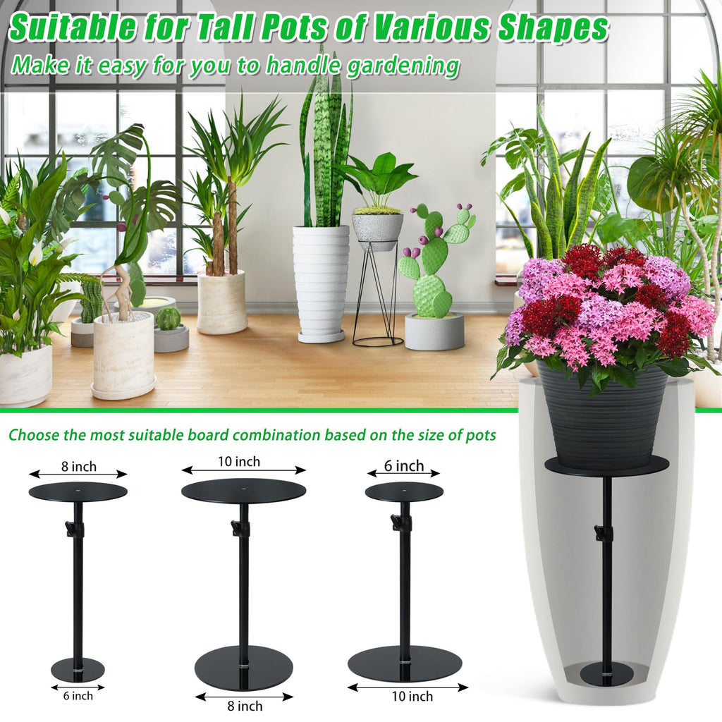 Adjustable Plant Risers for Inside Pots, 11-20" Rise Planter Insert Filler for Large Pots, Plant Lift Inserts Pot Risers for Indoor Outdoor Tall Taper Planter Container (6" 8" 10" Base Top, Set of 1)