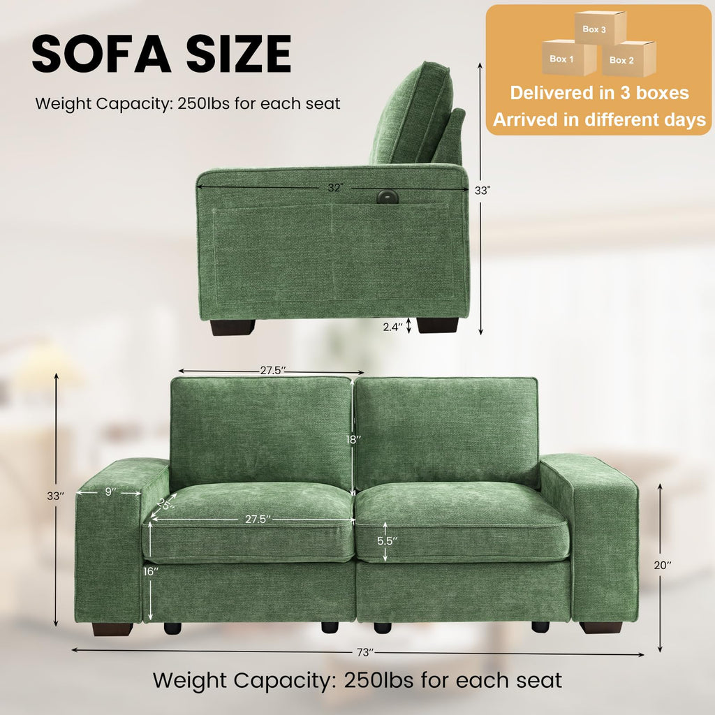 TEKAMON 100" Modular Sectional Sofa with Seats Storage, L Shaped Couch with Movable Ottoman for Living Room, Couch with Chaise, Solid Wood Frame, Spring Cushions, USB Port, Removable Covers, Beige