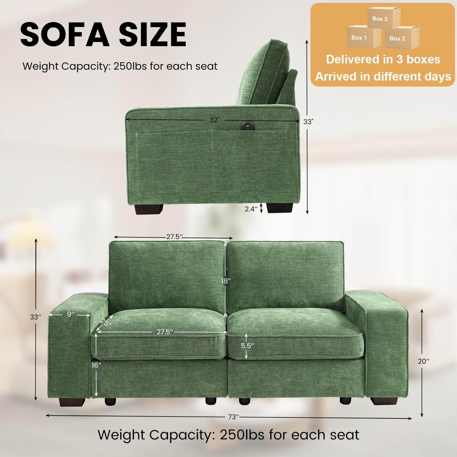 TEKAMON 100" Modular Sectional Sofa with Seats Storage, L Shaped Couch with Movable Ottoman for Living Room, Couch with Chaise, Solid Wood Frame, Spring Cushions, USB Port, Removable Covers, Beige