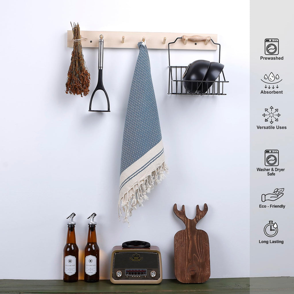 Evelynen Turkish Hand Towels for Bathroom & Kitchen Towels Decorative Set of 2 | Boho Farmhouse Hand Towels with Hanging Loops for Face, Tea, Dish, Kitchen & Bath | %100 Cotton (16" x 32" - Beige)