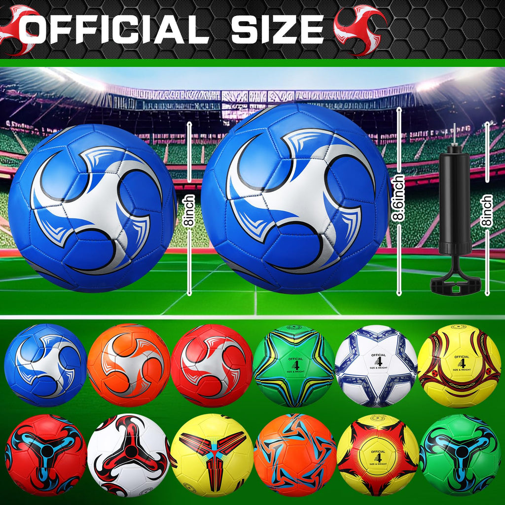 Lunmon 12 Pcs Bulk Soccer Balls with 2 Pump Official Size Deflated Ball Football for Indoor Outdoor Game Sports Training Adult Players Soccer Birthday Gift Global