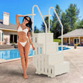 VINGLI Pool Ladder Heavy-Duty Safety Step for Above Ground Pools Stair Entry System with Handrails, Beige and Grey (Beige &Gray, 4 Steps)