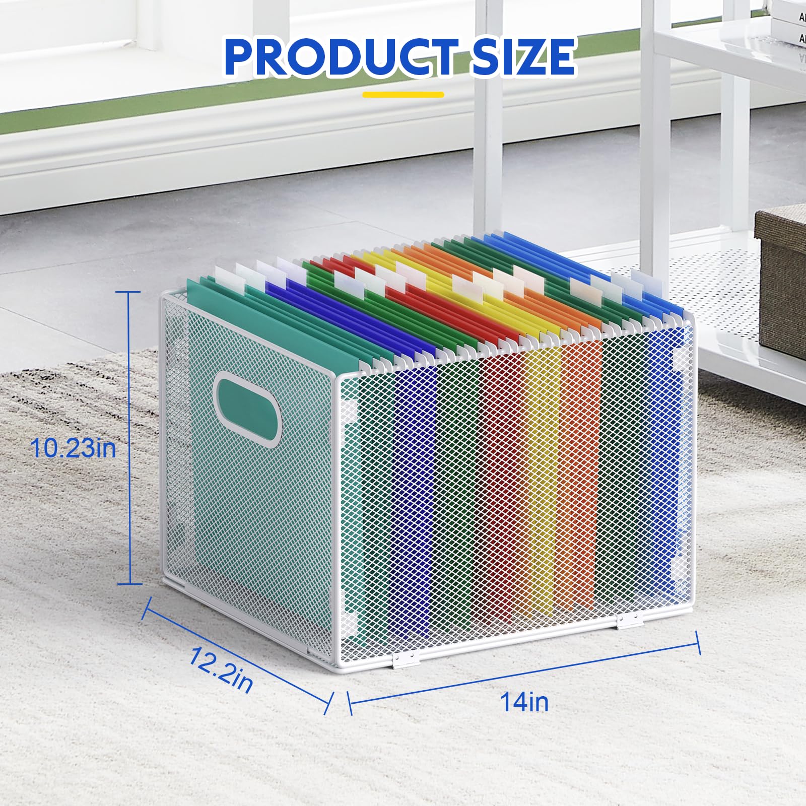 samstar Hanging File Organizer, Mesh File Folder Organizer File Crate File Cabinet Inserts Storage Box, Letter Size