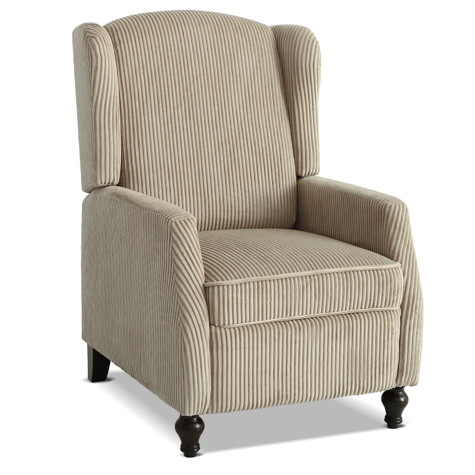 Wingback Chair with Massage and Heat, Tufted Fabric Pushback Recliner Chair, Wingback Recliner Chair with Remote Control, Padded Cushion, Wooden Legs, Small Recliners for Small Spaces