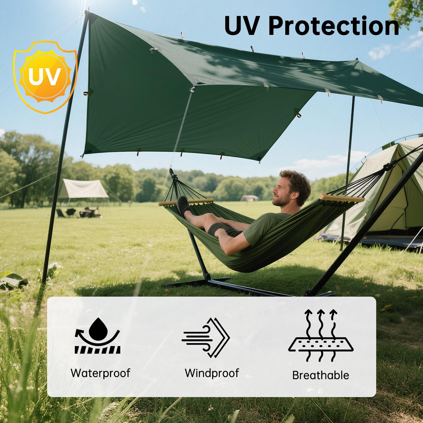 Free Soldier Waterproof Portable Tarp Multifunctional Outdoor Camping Traveling Awning Backpacking Tarp shelter Rain Tarp