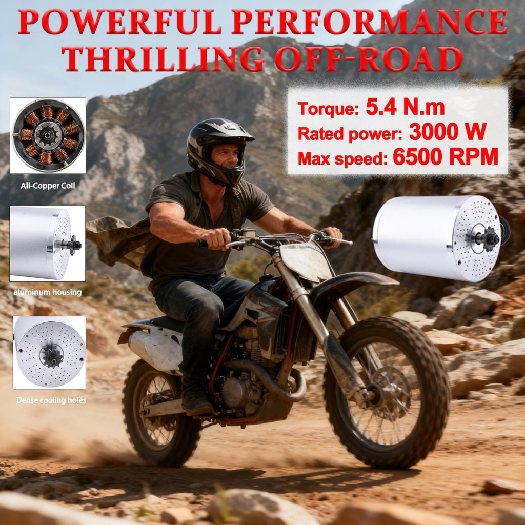 36V Motor Kit 1000W Electric Brushless DC Motor Kit 5.7N.M Go Kart Electric Motor 3100RPM Electric Dirt Bike Motor No Bracket BLDC Motor for Electric Scooter Ebike Controller Ebike Throttle with Key