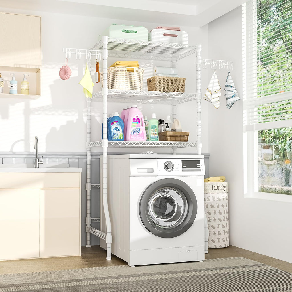 Ulif U8 Medium Laundry Room Storage Organizer, Over the Washer and Dryer Storage Shelves for Laundry Organization, 32.3”W x 17.3”D x 76.2”H, Suit Washing Machine Width within 29.9”, Hold 304 lb, Black