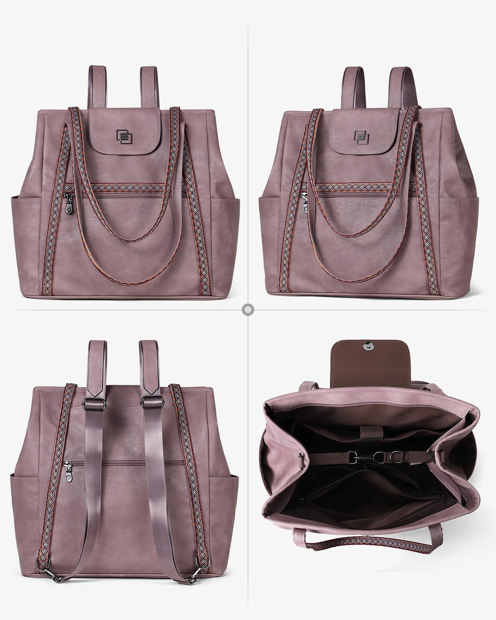 FADEON Large Laptop Tote Bag for Women Designer Leather Laptop Bag Fashion Travel Backpack Purse Shoulder Handbag