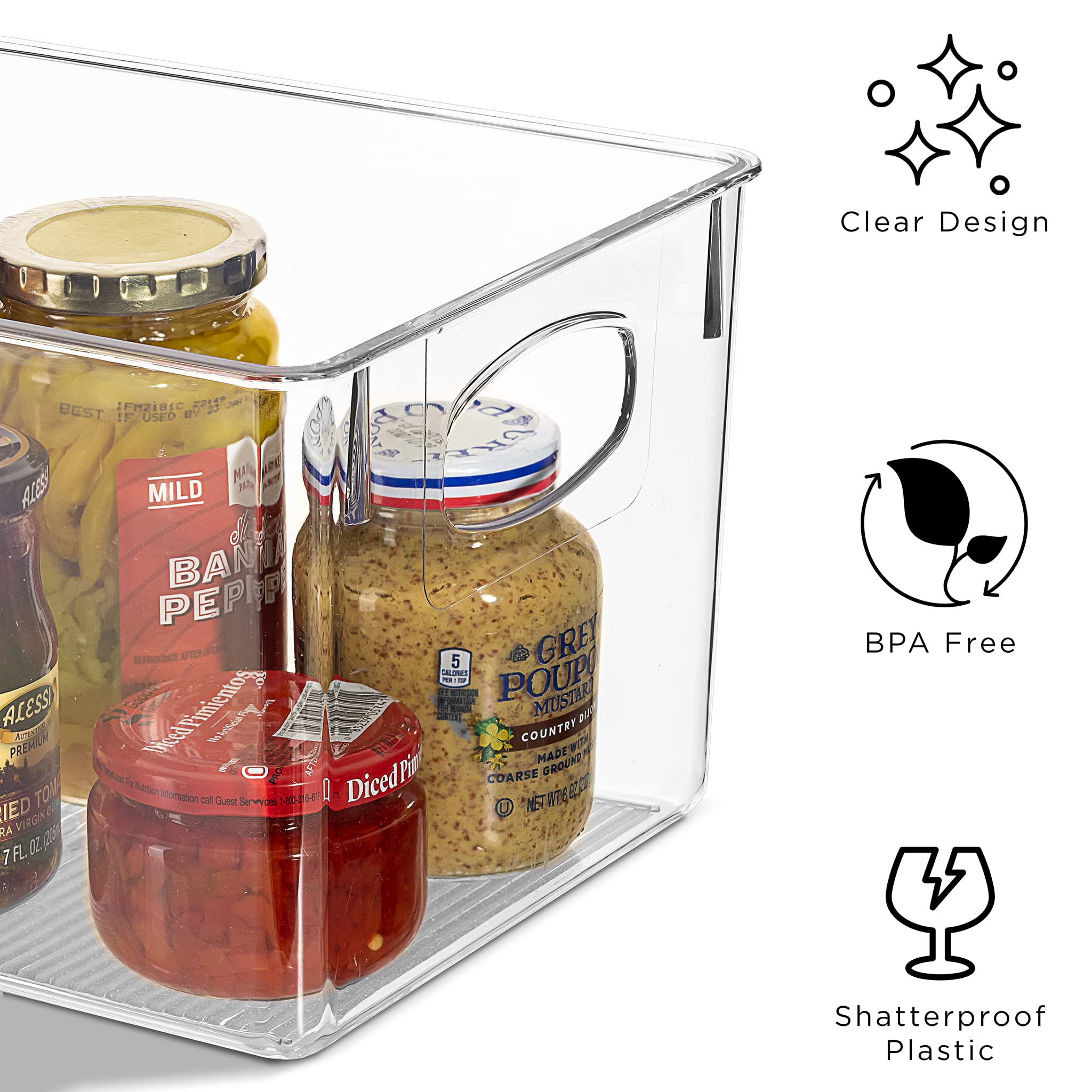 Sorbus Large Clear Plastic Storage Bins for Shelves, Clothes, with Handle - Clear Storage Bins, Drawer, Shelf, Closet, Pantry, Fridge, Freezer Organizer Bins, Closet Organizers and Storage (2 pack)