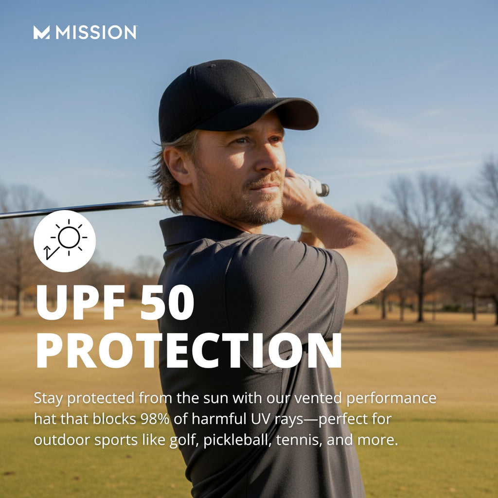 MISSION Cooling Vented Performance Hat Unisex Cap for Workouts, Golf & Running, Sweat & Water Activated Technology