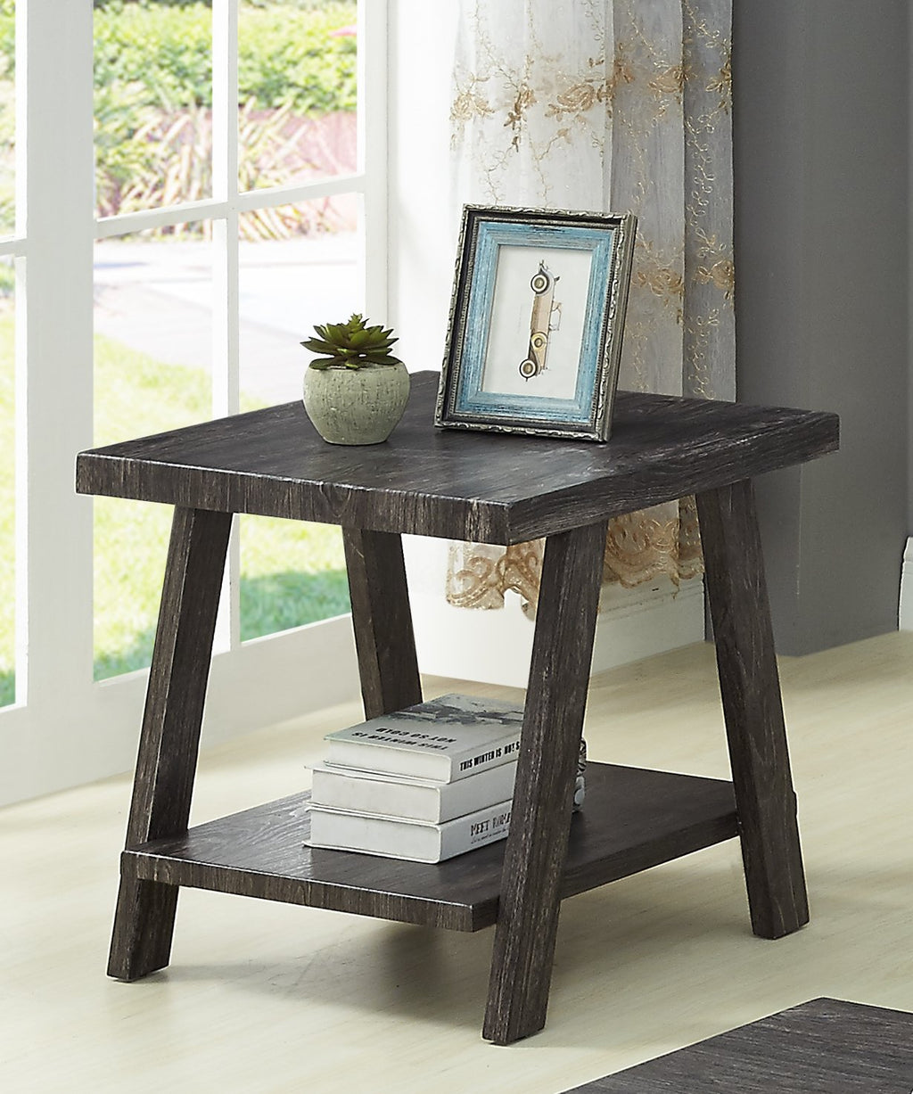 Roundhill Furniture Athens Contemporary Replicated Wood Shelf End Table in Black Finish