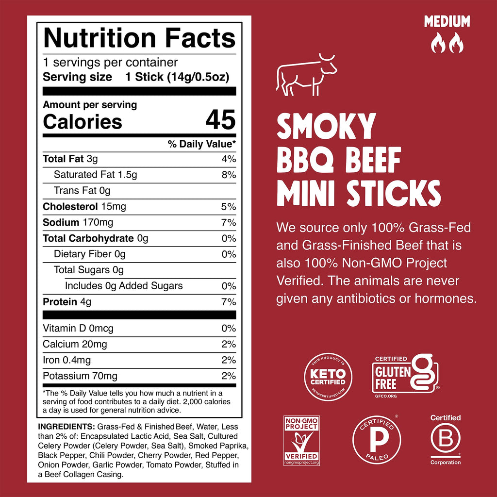 Chomps Snack Size Grass-Fed and Finished Jalapeño Beef Jerky Snack Sticks 0.5oz 24-Pack - Keto, Paleo, Whole30, 4g Lean Meat Protein, Gluten-Free, Zero Sugar Food, Non-GMO Chomplings