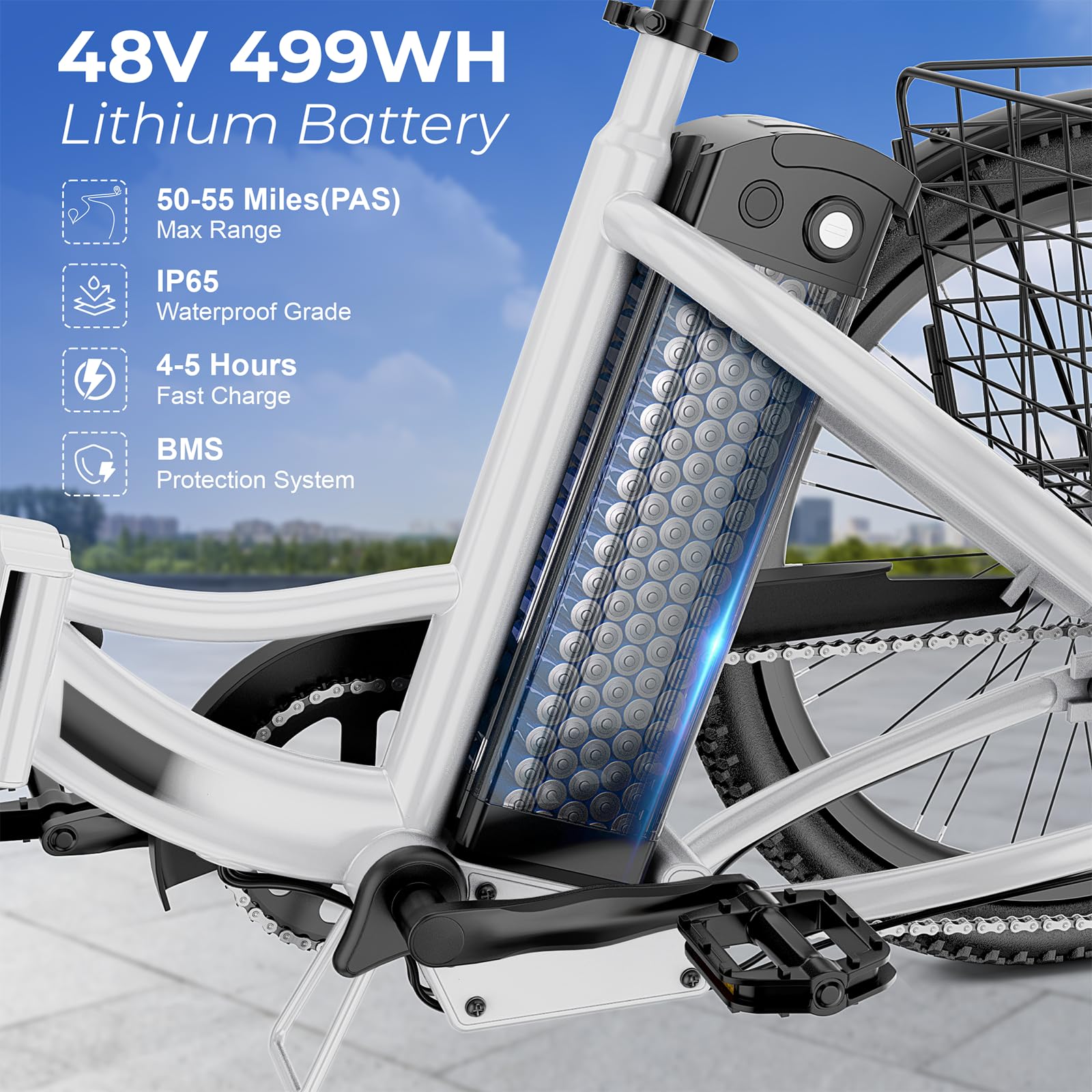 ANCHEER Electric Tricycle for Adults, Peak 600W Folding Electric Trike, 24" 499Wh Ebike for Seniors, 15.5MPH Electric Bike, Removable Battery, 3 Wheel, LCD, Rear Differential, Basket