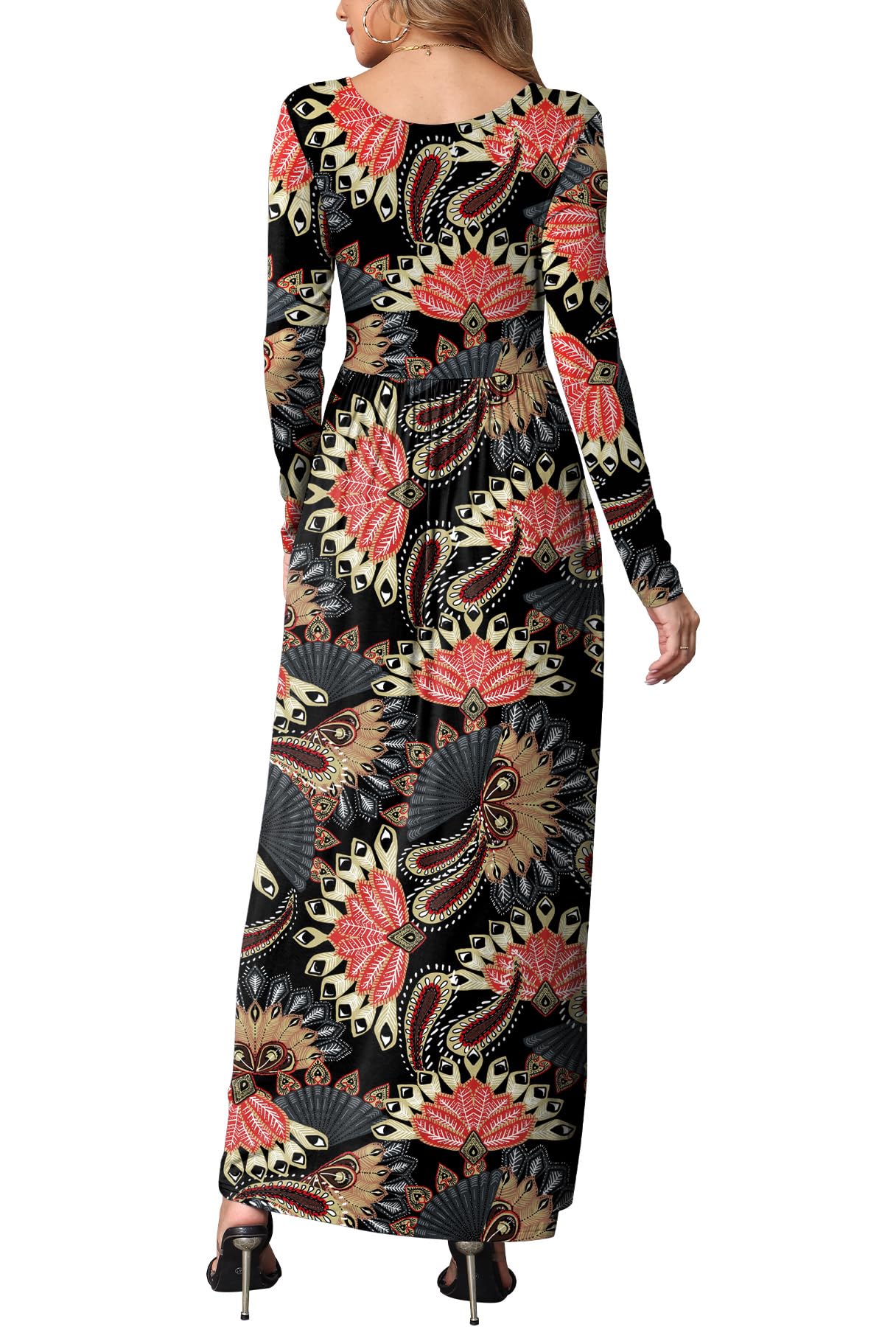 EUOVMY Women's Long Sleeve Loose Maxi Dresses Casual Long Dresses with Pockets