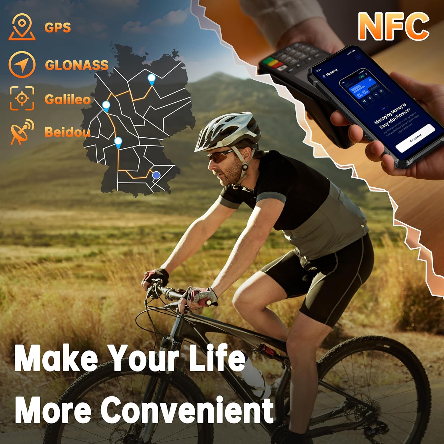 G1 Rugged Smartphone Unlocked - 24+256GB/1TB Android 15 Rugged Cellphones, 6.52” HD Display IP68/IP69K 10600mAh Battery 48MP Rear Camera Waterproof Phone, Fingerprint/Dual Sim/NFC 2025