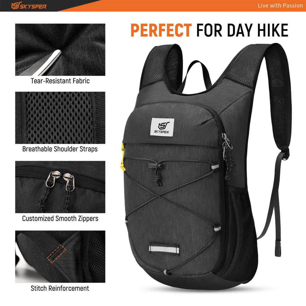 SKYSPER Foldable Hiking Backpack - 10L/15L Small Lightweight Daypack Breathable Travel Backpacks