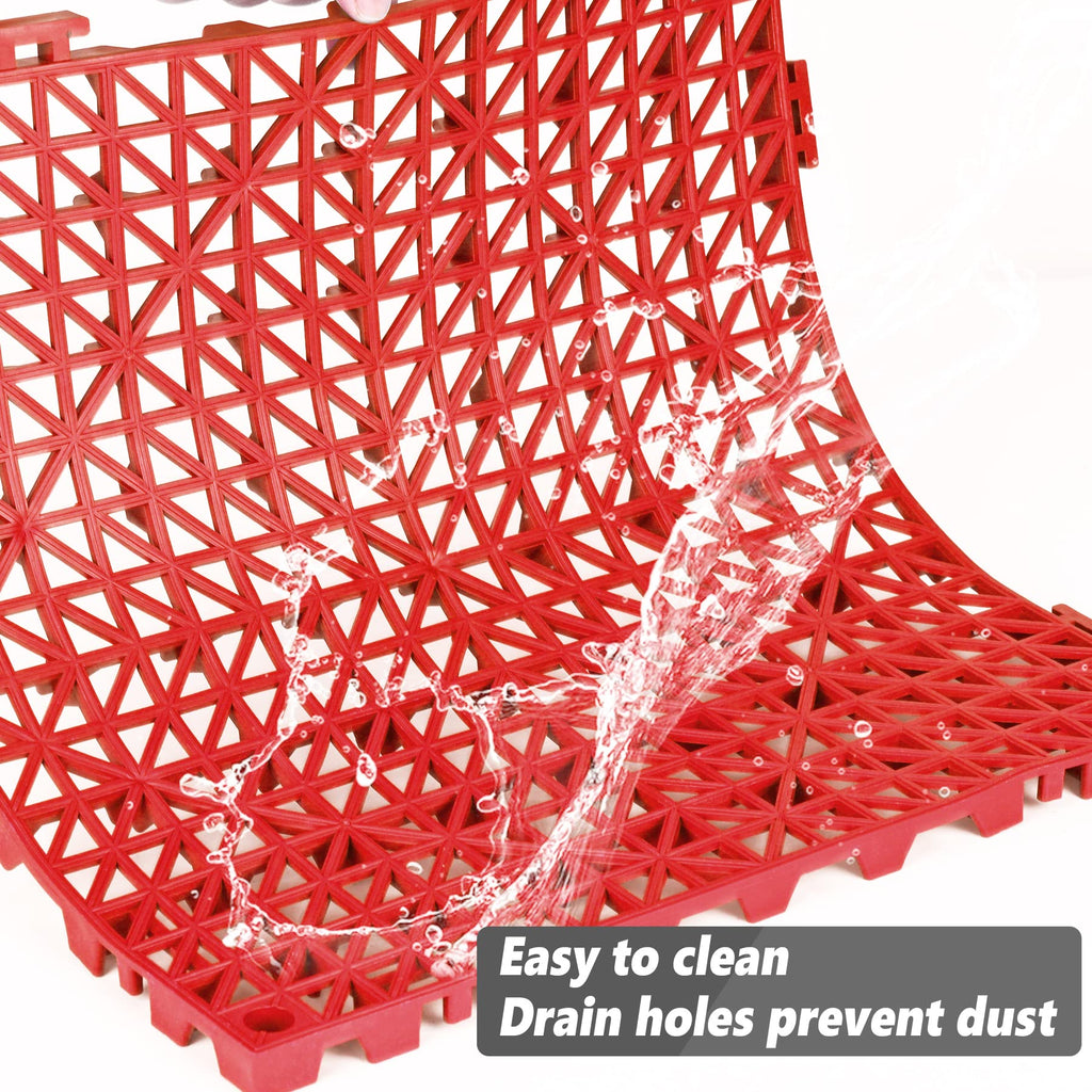 ToLanbbt Modular Interlocking Cushion 8P 11.8" x 11.8" Interlocking Rubber Floor Drain Holes Non-Slip Splicing Drainage Mats for Deck, Shower, Kitchen, Drain Pool, Sauna Bath, Indoor Outdoor (Black)