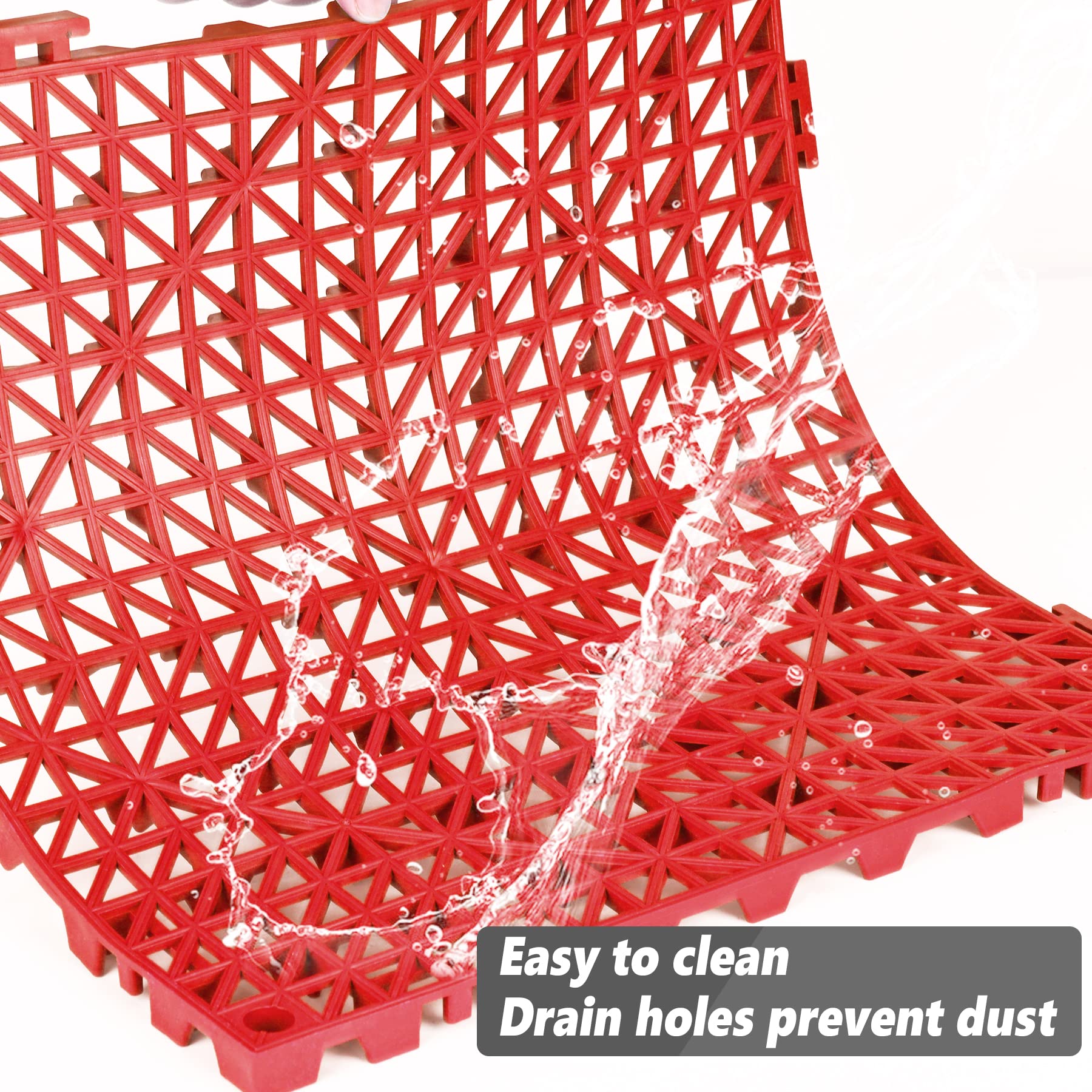 ToLanbbt Modular Interlocking Cushion 8P 11.8" x 11.8" Interlocking Rubber Floor Drain Holes Non-Slip Splicing Drainage Mats for Deck, Shower, Kitchen, Drain Pool, Sauna Bath, Indoor Outdoor (Black)