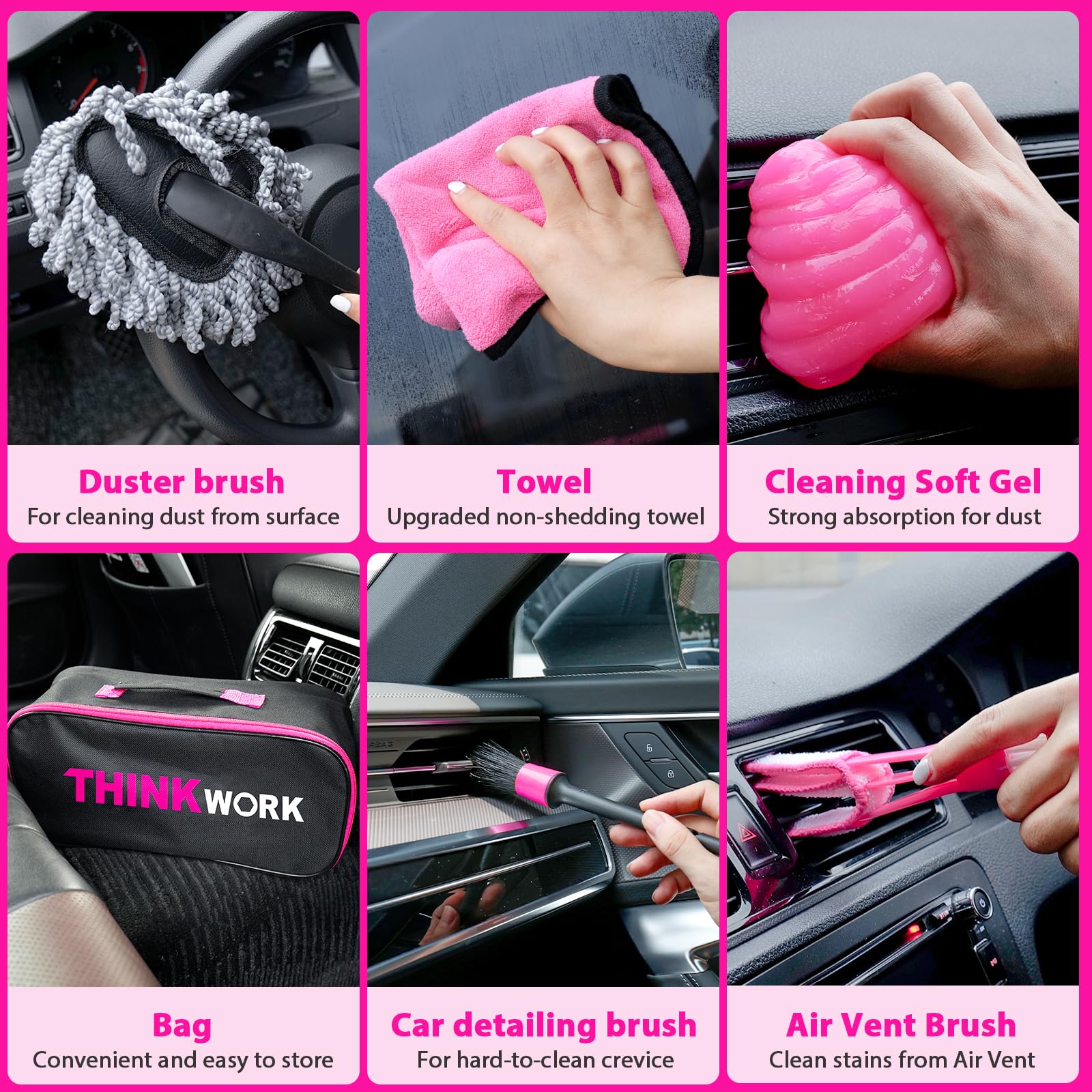 THINKWORK Car Wash Kit, Car Detailing Kit with Foam Gun, Car Wash Brush Mop and Large Folding Bucket Suitable for Car Cleaning, Blue Car Wash Set Gift for Men and Women