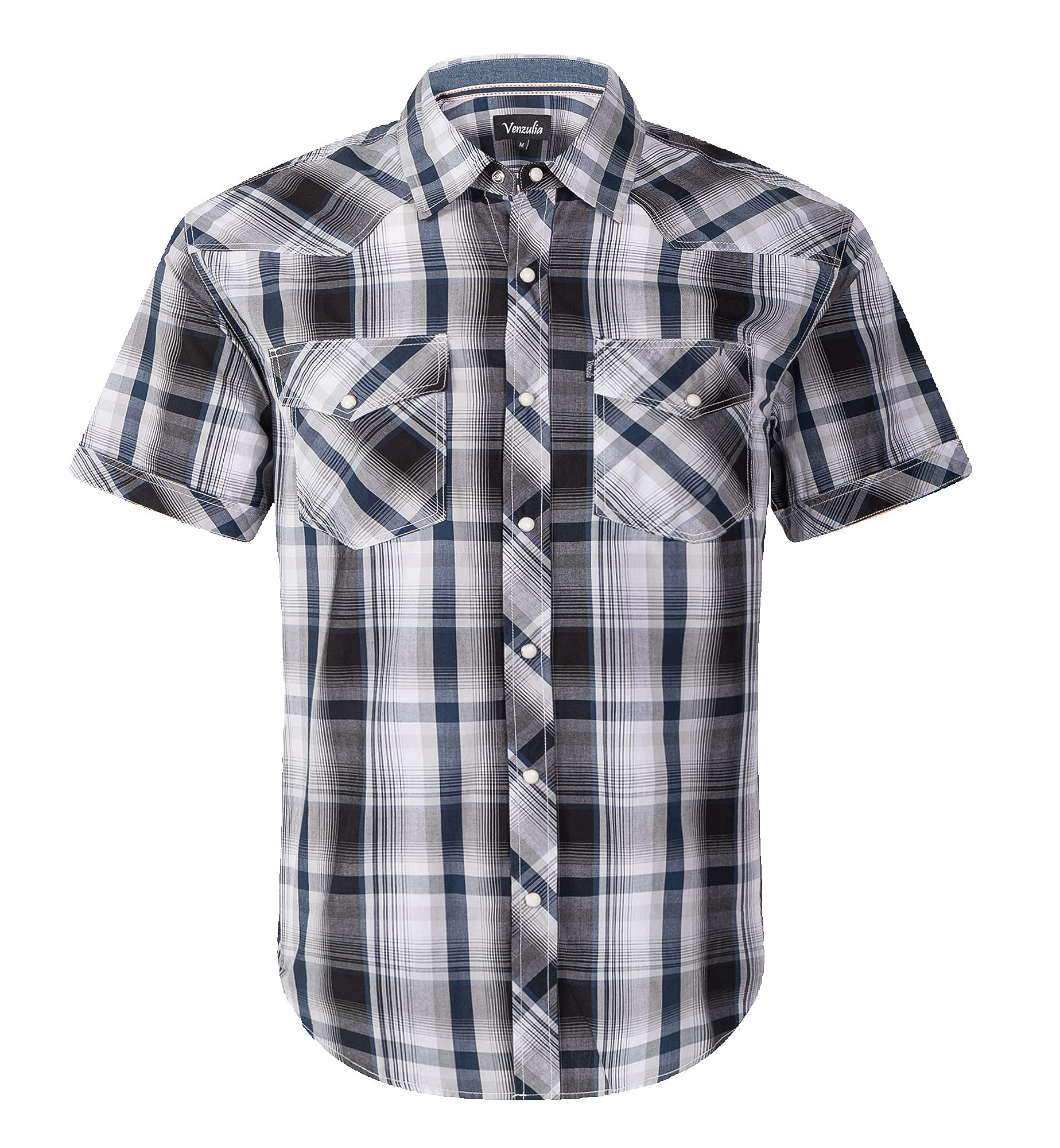 Men's Western Snap Casual Shirt Two Pocket Short Sleeve Shirt