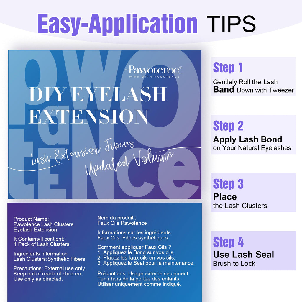 Pawotence Lash Extension Kit DIY 280pcs Individual Lash Clusters Kit 20D&30D Natural 9-15mm Cluster Eyelash Extensions Kit with Lash Bond and Seal, Tweezers for Self Use (20D&30D, 0.07D, 9-15mm, Kit)