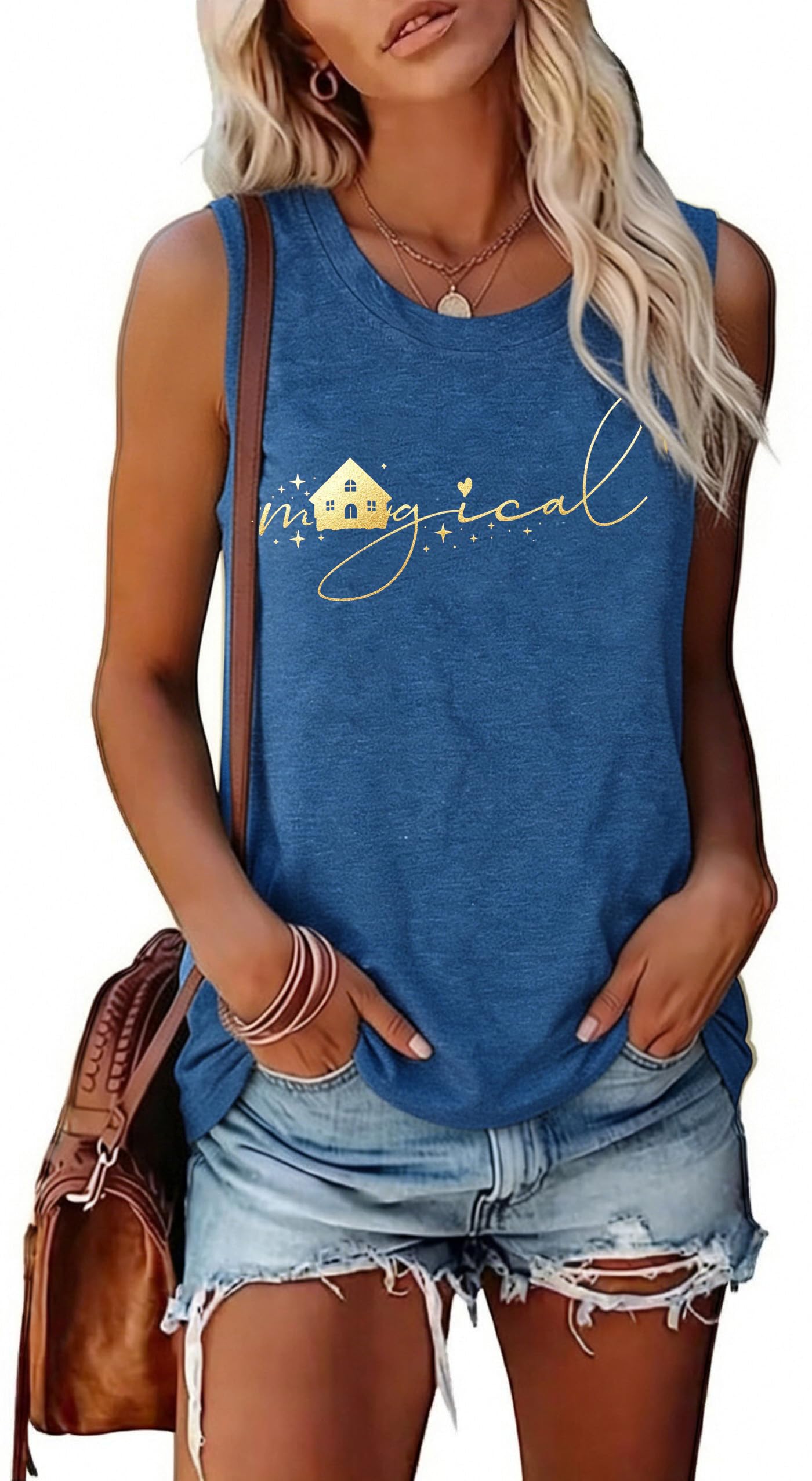 Magic Castle Tank Women Magic Kingdom Graphic Vest Summer Casual Vacation Sleeveless Tanks Tops