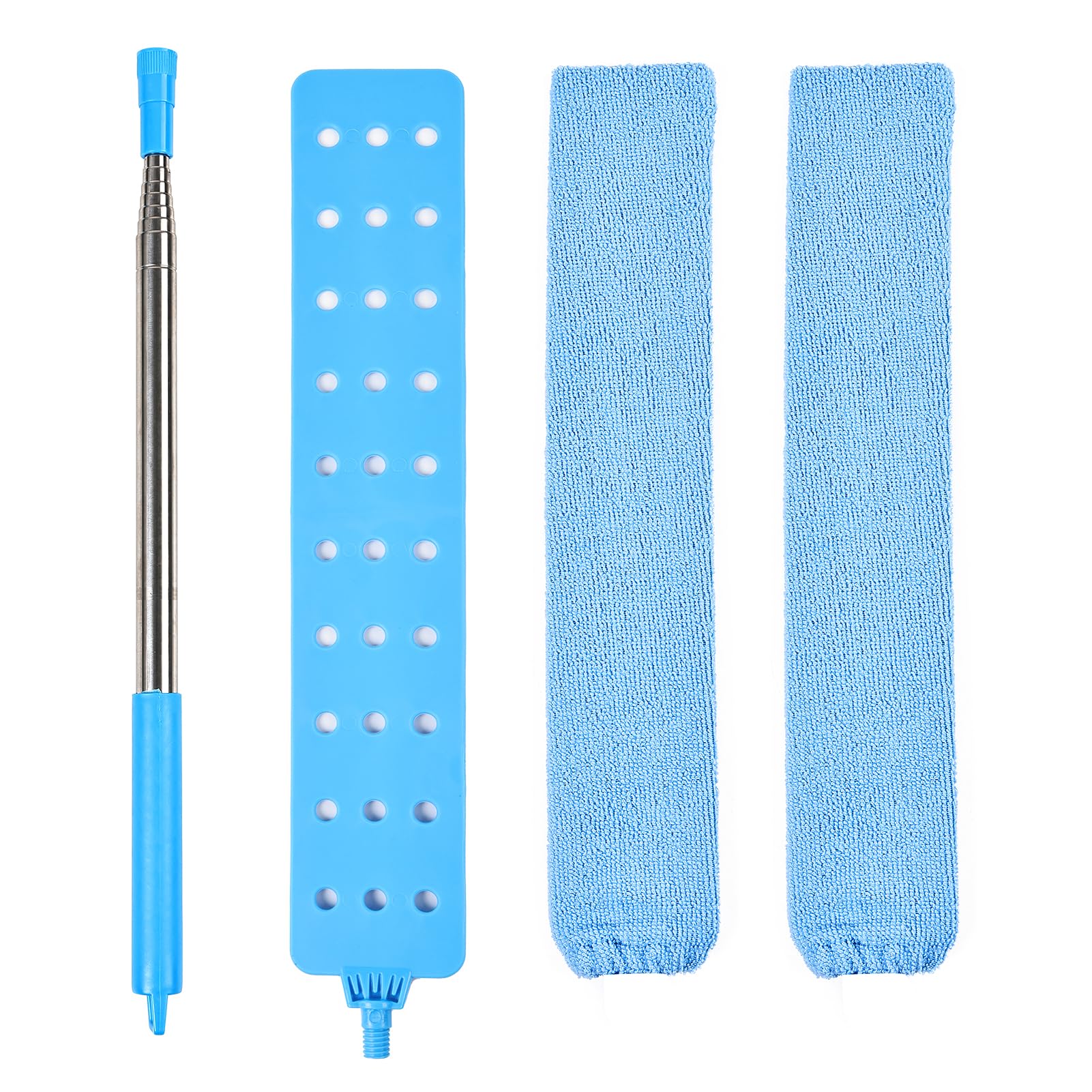 Ceiling Fan Cleaner Duster Reusable Microfiber Removable Duster with Extension Pole Adjusts 12 to 71 Inch for Cleaning Walls Bookshelves Furniture Door Window Top (Blue)