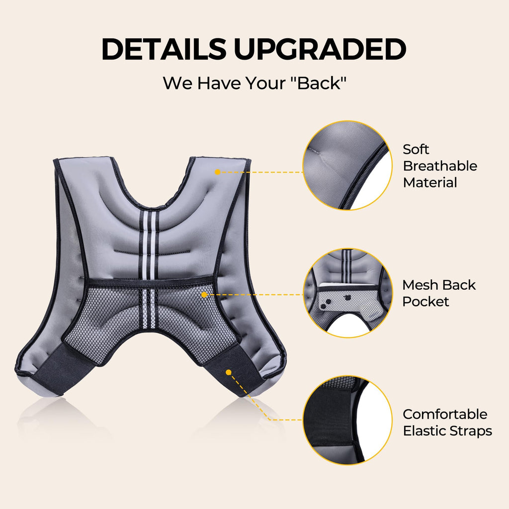 PACEARTH Weighted Vest,6lb/8lb/10lb/12lb/16lb/20lb/25lb/30lb Weight Vest with Reflective Stripe, Body Weight Vests for Women, Men, Weight Loss Workout, Strength Training, Running, Walking, Jogging