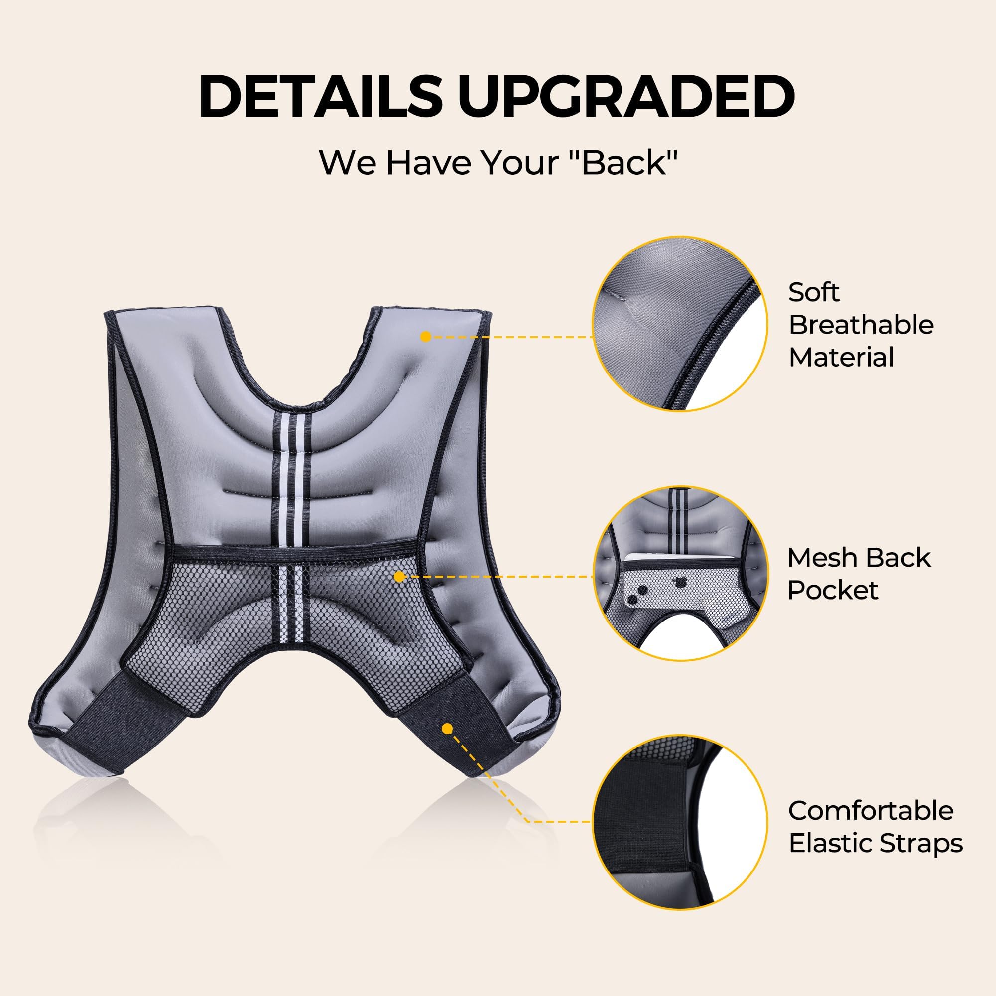 PACEARTH Weighted Vest,6lb/8lb/10lb/12lb/16lb/20lb/25lb/30lb Weight Vest with Reflective Stripe, Body Weight Vests for Women, Men, Weight Loss Workout, Strength Training, Running, Walking, Jogging