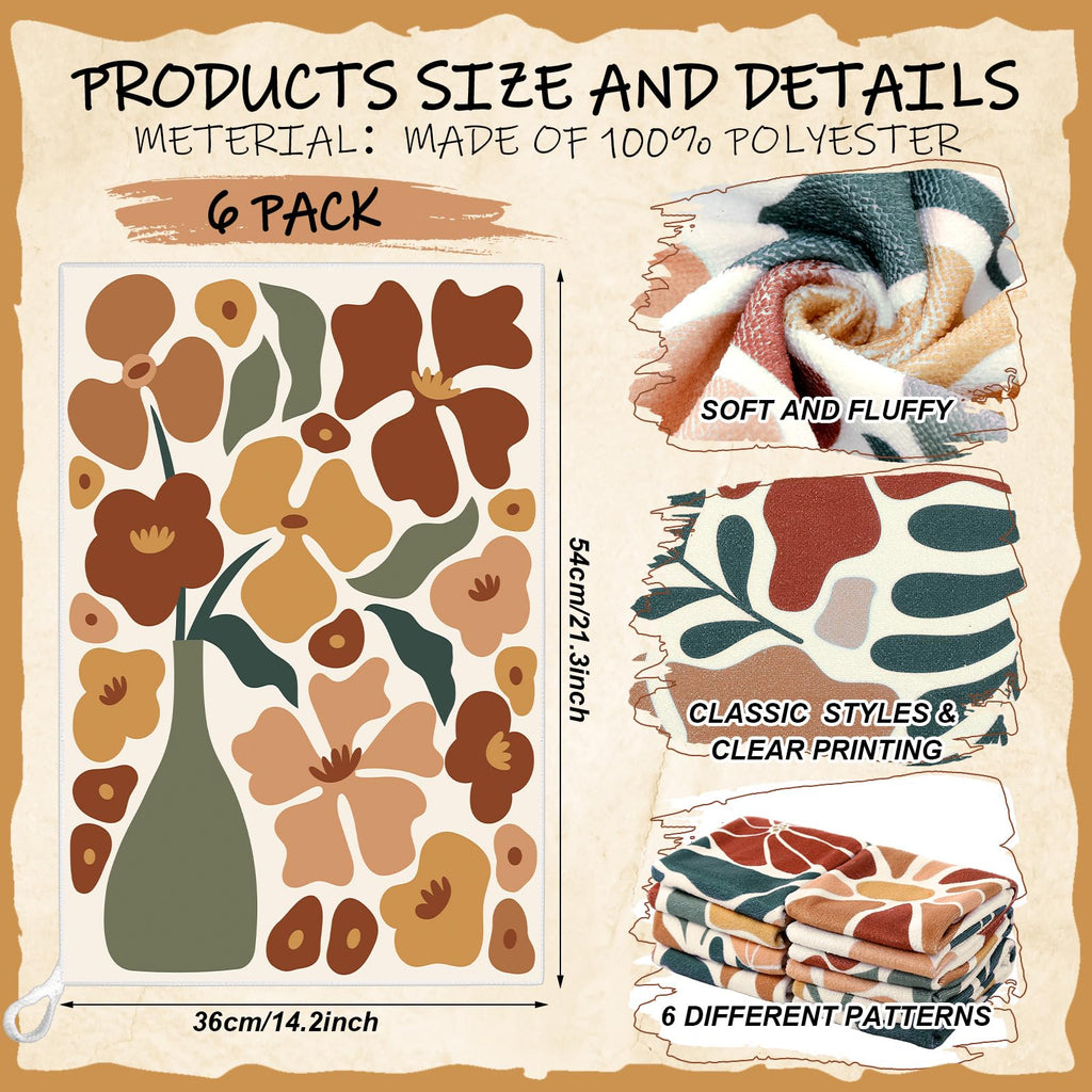 Breling Set of 6 Summer Beach Kitchen Towels Coastal Dish Towel Bathroom Decorative Sea Palm Trees Cloths for Kitchen Bathroom Home Cooking Housewarming Gifts, 14 x 21 Inch